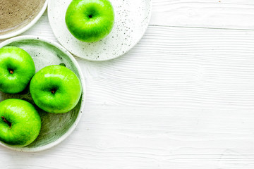 fresh organic green fruits with apples on white background top v