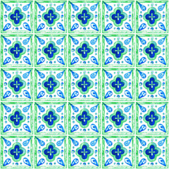 Abstract hand painted geometric watercolor seamless pattern