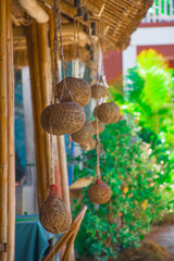 Background - wooden balls for decoration