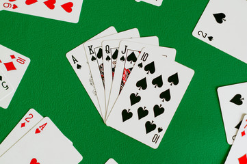 royal straight flush spade, poker card