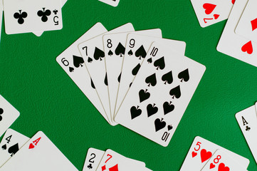 straight flush spade six seven eight nine ten, poker card