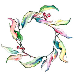 Obraz premium Frame of multi-colored leaves. Isolated on white background