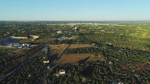 Sunset in Italy Drone flight 4k near Apulia