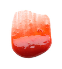 Smear of delicious tomato sauce on white background