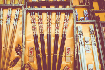 China chopsticks assortment in local market.