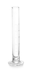 Empty graduated cylinder on white background