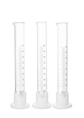 Empty graduated cylinders on white background