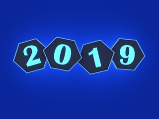      New Year 2019 Creative Design Concept - 3D Rendered Image 