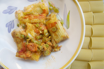 portion of Italian baked pasta