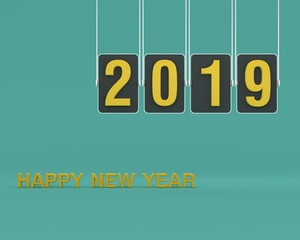      New Year 2019 Creative Design Concept - 3D Rendered Image 