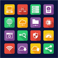 Server Icons Flat Design 