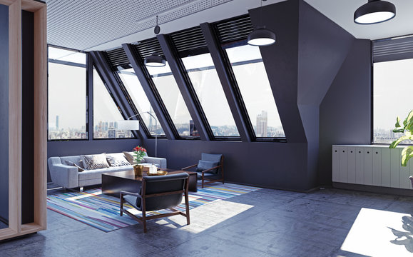 modern attic loft interior