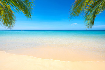 Obraz na płótnie Canvas Sea view tropical beach with sunny sky.