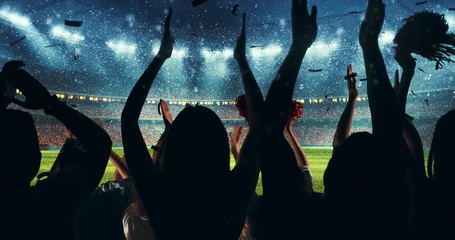 Fans cheering for sports team