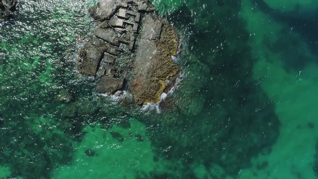 White city Monopoly and blue sea coastline in Italy Drone flight 4k