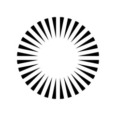 Simple circle sunshine symbol. Radial burst. Black vector illustration.