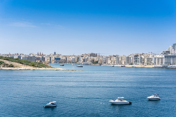 Typical Seaside port in Valletta in Malta