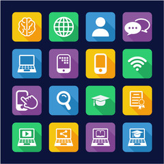 Online Education Icons Flat Design 
