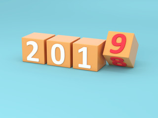      New Year 2019 Creative Design Concept - 3D Rendered Image 