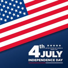4th of July, United Stated independence day greeting. Fourth of July on blue background design. Usable as greeting card, banner, flyer