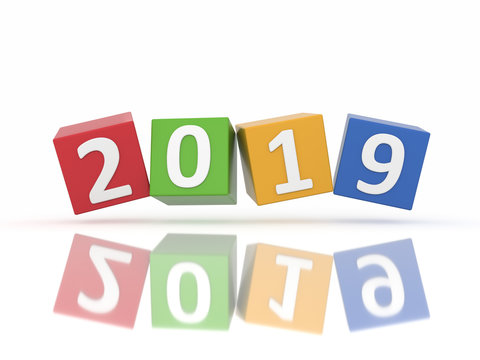      New Year 2019 Creative Design Concept - 3D Rendered Image 