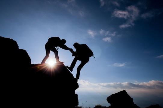 rock climber mountain climbers and spirit of unity
