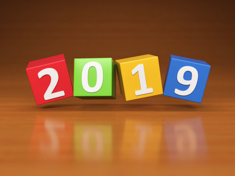      New Year 2019 Creative Design Concept - 3D Rendered Image 