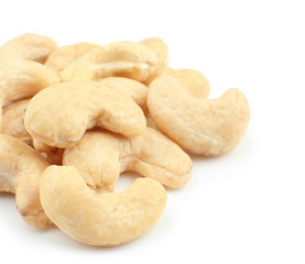 Cashew nuts on white background