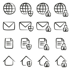 Information Protection & Information Security Icons Freehand
