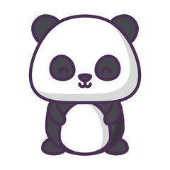 cute panda bear icon over white background, vector illustration