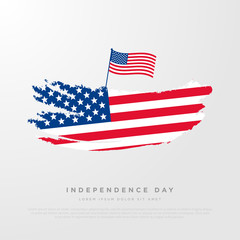4th of July, United Stated independence day greeting. Fourth of July on white background design. Usable as greeting card, banner, flyer