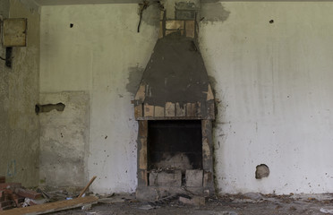 Fireplace in abandoned house