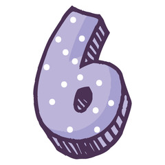 colorful number six icon over white background, vector illustration