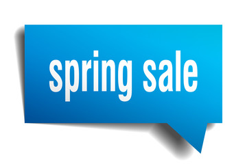 spring sale blue 3d speech bubble