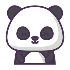 cute panda bear icon over white background, vector illustration