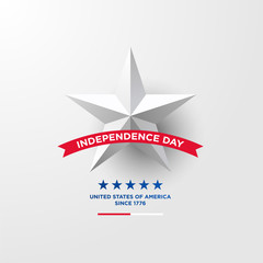 4th of July, United Stated independence day greeting. Fourth of July on white background design. Usable as greeting card, banner, flyer
