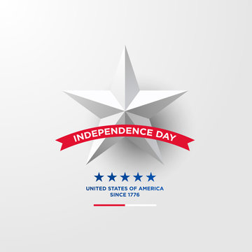 4th of July, United Stated independence day greeting. Fourth of July on white background design. Usable as greeting card, banner, flyer