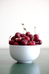 bowl full of red ripe cherries