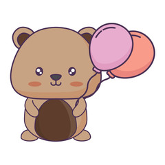 Cute squirrel with balloons over white background, vector illustration