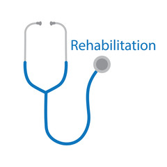 rehabilitation word and stethoscope icon- vector illustration