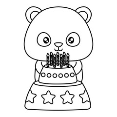 cute squirrel with birthday cake over white background, vector illustration