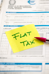 Flat tax: concetto per riforma fiscale su tassazione piatta in Italia 