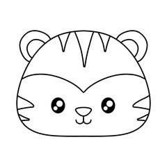 cute tiger icon over white background, vector illustration