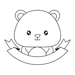 decorative ribbon and Cute squirrel icon over white background, vector illustration