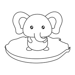 cute elephant in the grass over white background, vector illustration