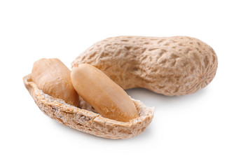 Tasty peanuts on white background