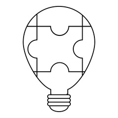 puzzle pieces in bulb light shape over white background, vector illustration