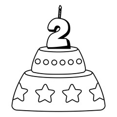 Birthday cake icon over white background, vector illustration