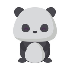 cute panda bear icon over white background, vector illustration