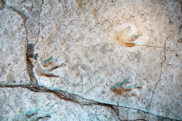 Dinosaur footprints in Sataplia cave, Georgia (Europe), Caucasus
